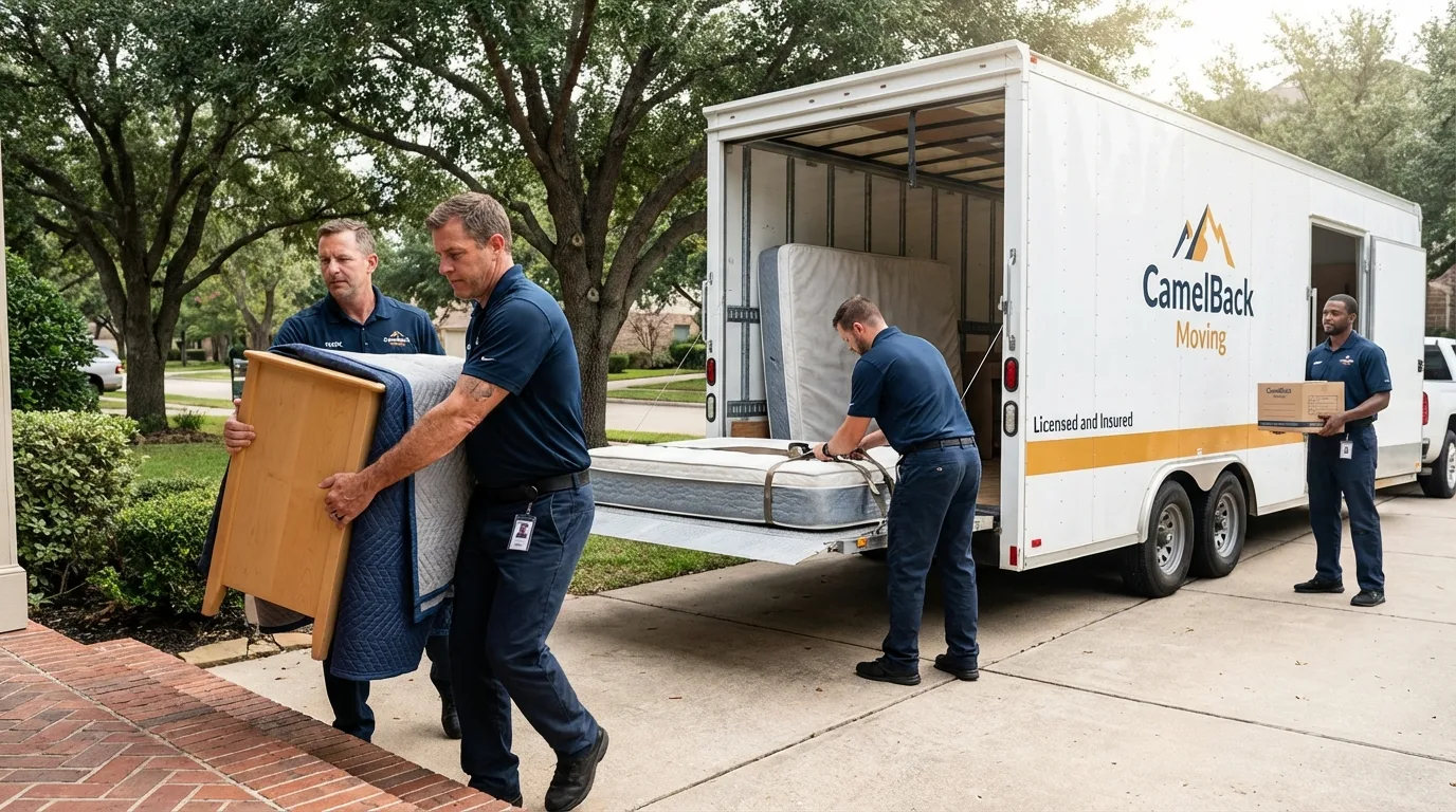 Crew loading residential truck for cross-state move from Eastlake, OH