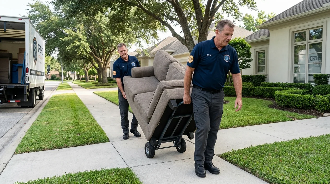 Local residential moving crew loading furniture in Eastlake, OH